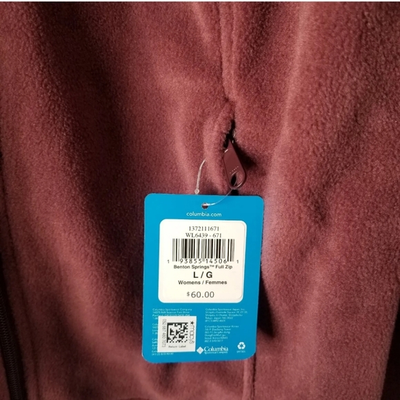Columbia Women's Burgundy Benton Springs Full Zip Fleece Jacket Size Large - Picture 7 of 8